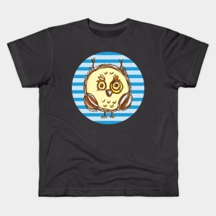 Hand Drawn Owl (Blue) Kids T-Shirt